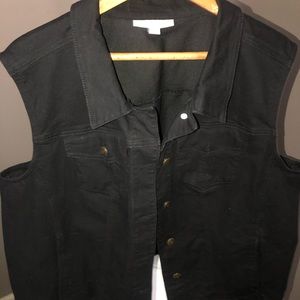 Women Within Black Denim Vest SZ 24W
